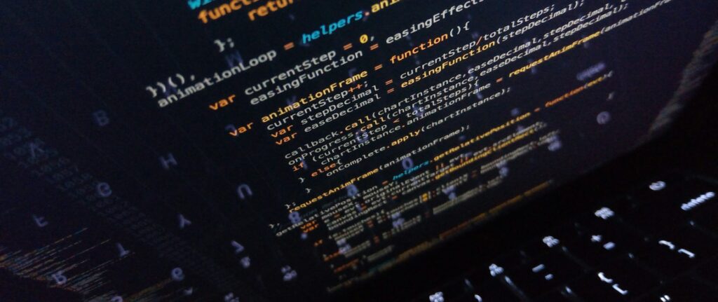 imagem de tela de computador com linguagem de programação